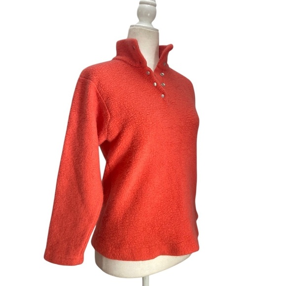 Johnstons Scotland Cashmere Pullover Sweater Jumper Quarter Snap Women’s Coral - Picture 3 of 9
